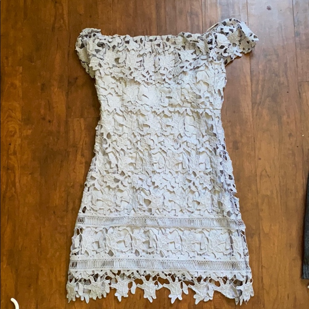 Off the shoulder mini lace dress